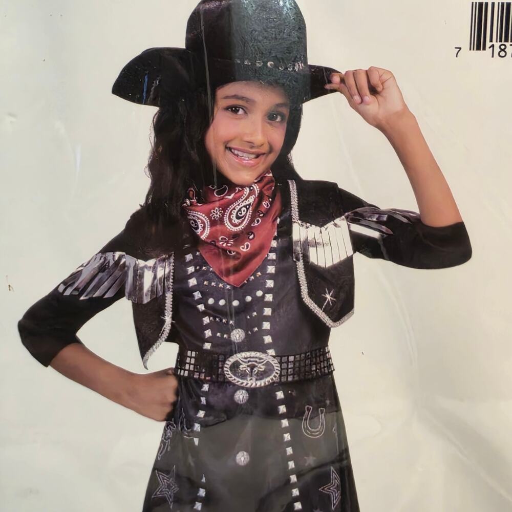 Way to Celebrate Punky Cowgirl Costume Girls Size 6/6X NWT Halloween Dress Hat